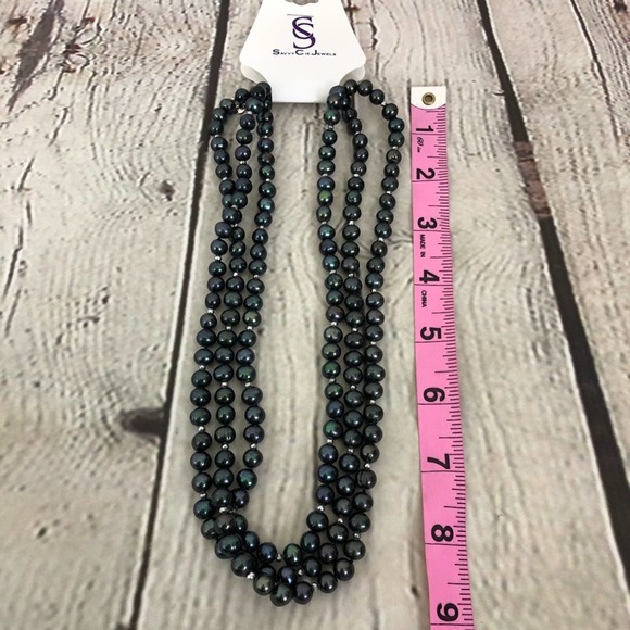 Savvy Cie Triple Strand Black Pearl Necklace NWT - Picture 4 of 10